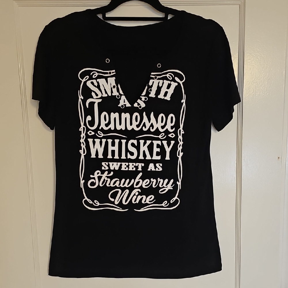 Black Graphic Tee with White Print